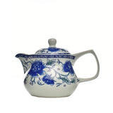陶瓷双层杯茶具五件套 蓝牡丹