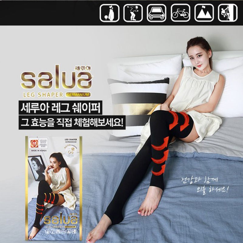 韩国SALUA 腿部 塑形瘦腿袜 黑色