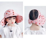 韩版 儿童超萌大帽檐 防晒空顶帽 粉色草莓