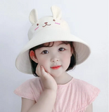 韩版 儿童超萌大帽檐 防晒空顶帽 米色兔子