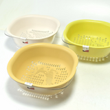 Double-layer Drain Basket Wash Basin Plastic Fruit Plate Wash Vegetable Basket [Mixed Colors] 