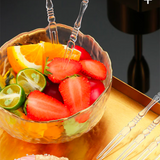 阿姿玛 水晶水果叉 一次性水果叉子 水果签月饼叉 甜点叉 透明塑料水果签 50支装