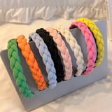 复古时尚糖果色麻花辫发箍女洗脸网红发卡头箍头饰发饰 黑色麻花发箍【多色混发】