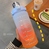 网红大水瓶 每日提醒喝水目标渐变杯 2000ml 大容量 ( 多色混发)