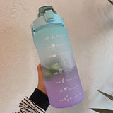 网红大水瓶 每日提醒喝水目标渐变杯 2000ml 大容量 ( 多色混发)