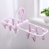 Foldable drying rack clothes drying clothes hanger clothespin 12 clip clothes hanger (multi-color mixed hair)