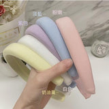 Macaron-colored retro wide-brimmed headband French-style headband padded high skull top pure color sponge headband wide-brimmed headband