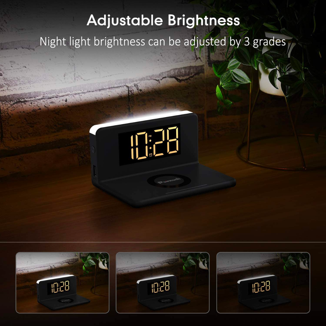 带无线充/夜灯 电子闹钟【两色混发】Pointuch Digital Alarm Clock w/Wireless Charger – 大多百 ...