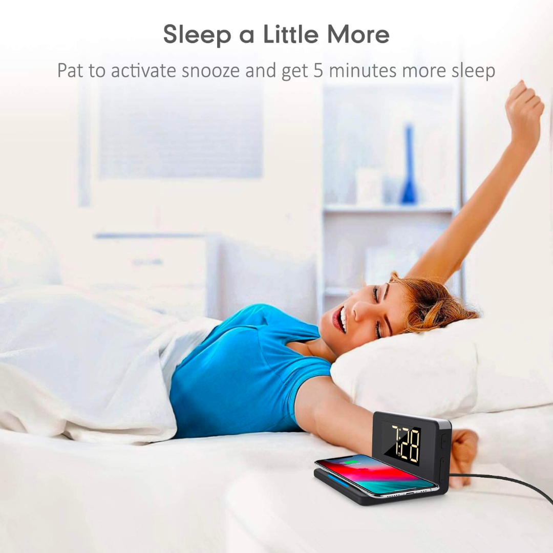 带无线充/夜灯 电子闹钟【两色混发】Pointuch Digital Alarm Clock w/Wireless Charger – 大多百 ...