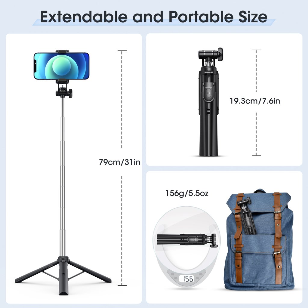 PA231A Selfie Stick with Remote Control Tripod 