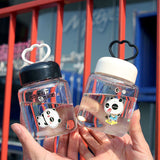 新款高硼硅可爱提绳喝水杯子卡通熊猫时尚玻璃杯少女学生网红水瓶 320ml 多款混发