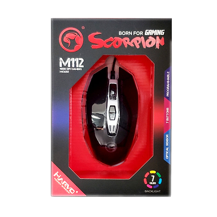 MARVO Scorpion 有线7色背光 可编程 4000DPI 游戏鼠标 M112