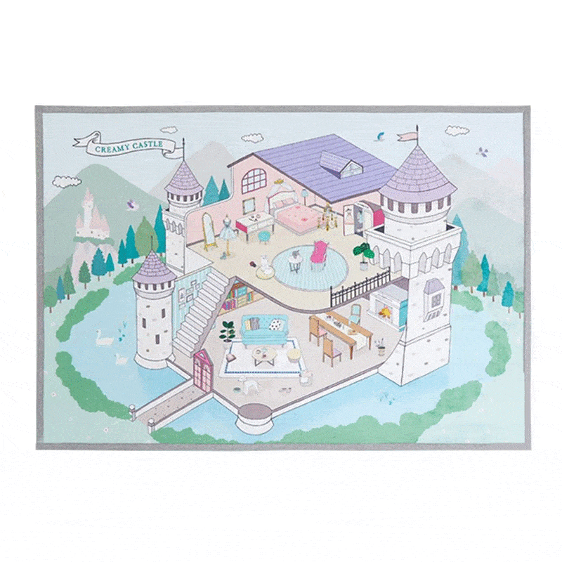 Creamhaus Baby Play Mat Non-Slip Mat Flower Princess Castle
