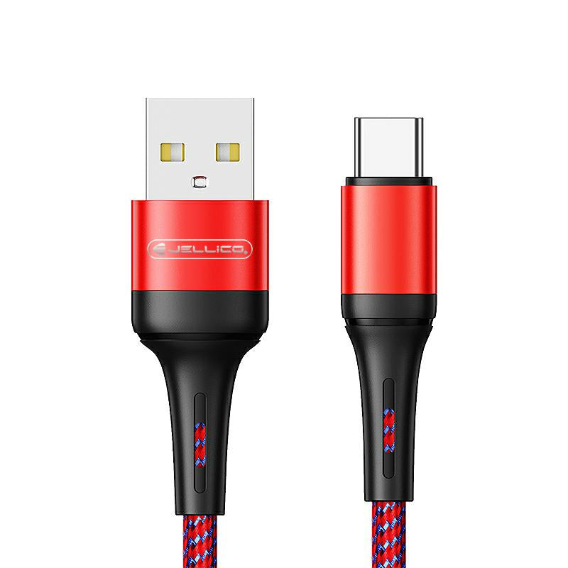 JELLICO杰力科 1米Type-C快充线 红黑 1M Fast Charging Data Cable