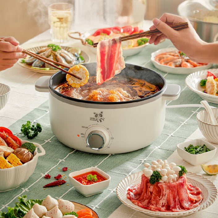 小浣熊 28cm多用途电蒸煮涮锅 电蒸锅 多功能锅 量层大容量 Cooker/Steamer/Hot Pot 3L+5L*2 1500W ...