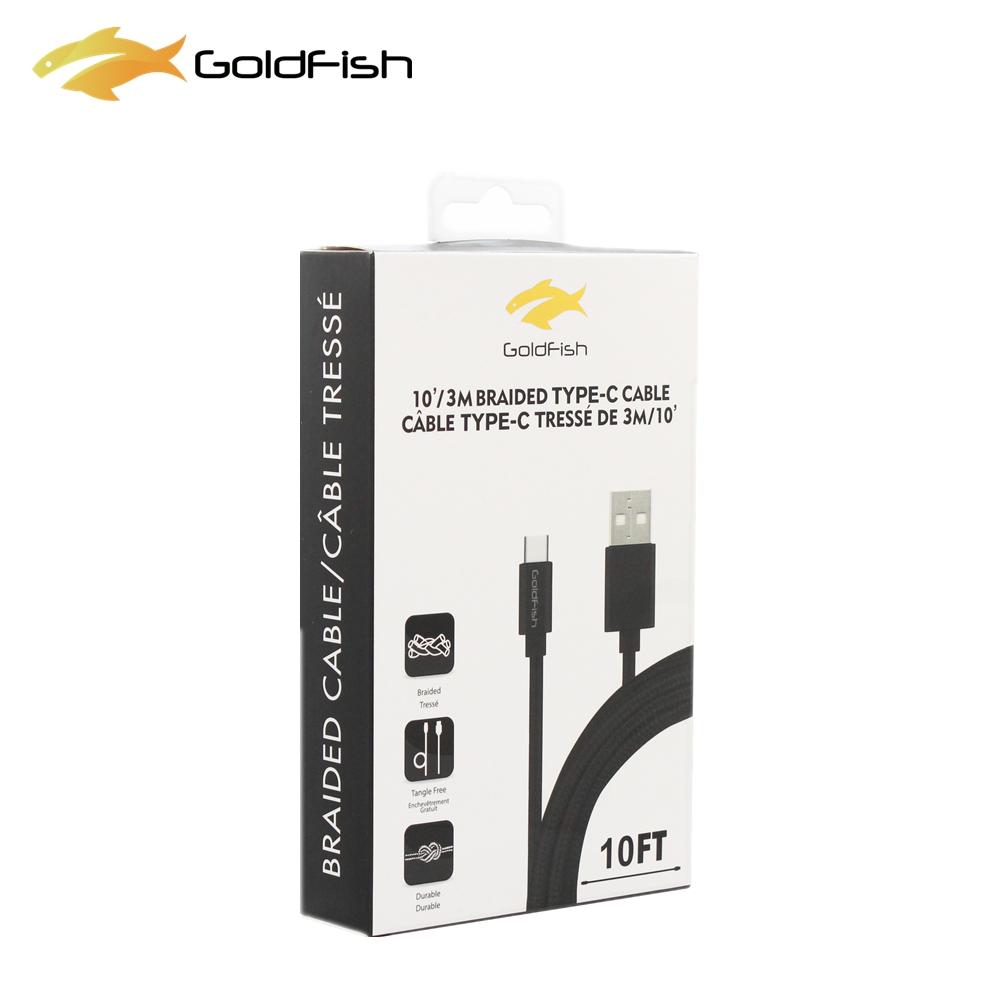 Goldfish Android 安卓 Type-C 尼龙USB数据线 充电线 10寸/3米 黑色 simple Goldfish Default Title
