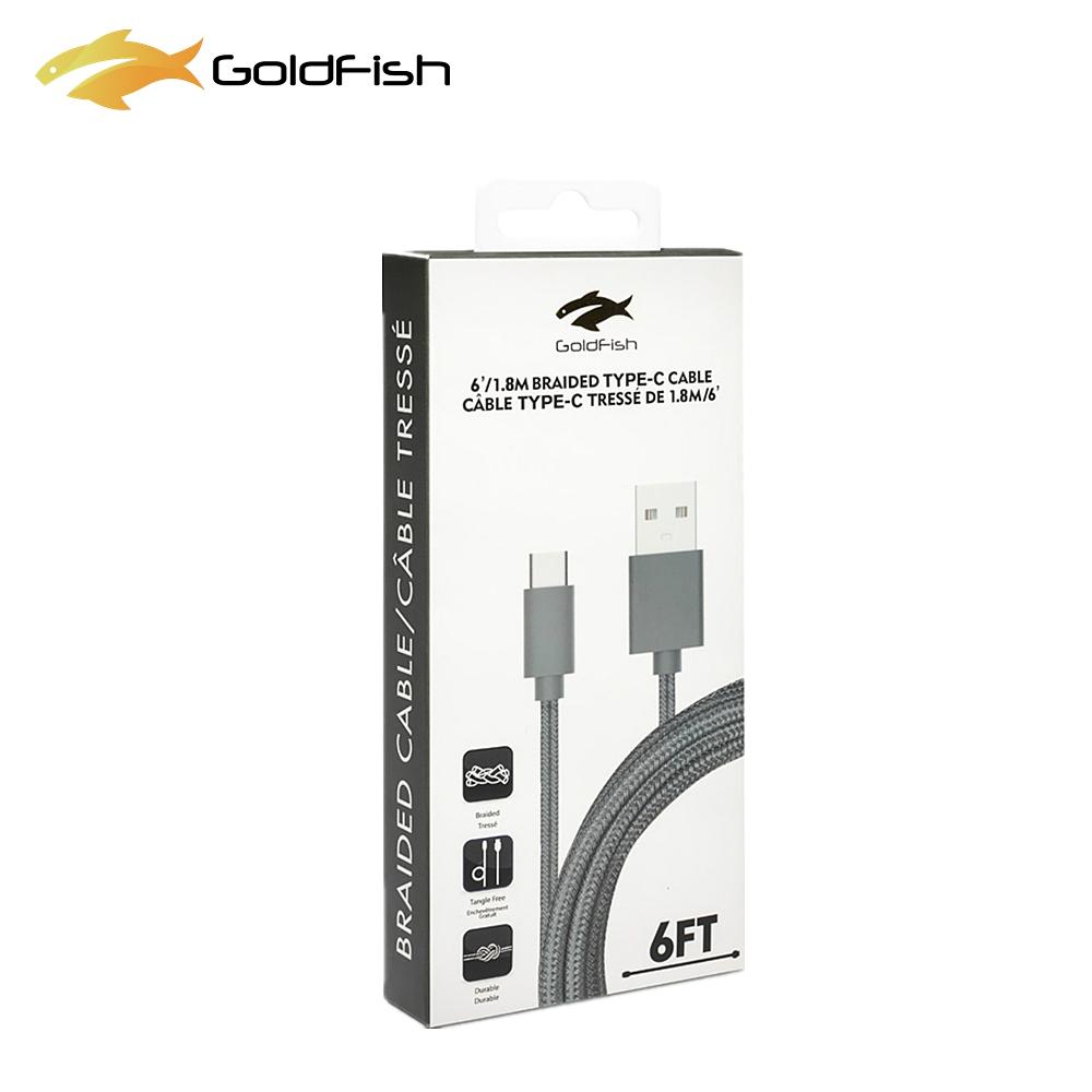 Goldfish Android 安卓 Type-C 尼龙USB数据线 充电线 6寸/1.8米 variable Goldfish 灰色
