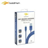 【苹果认证】 Goldfish iPhone/iPad Lighting 尼龙USB数据线 充电线 10寸/3米 1枚入 variable Goldfish 深蓝