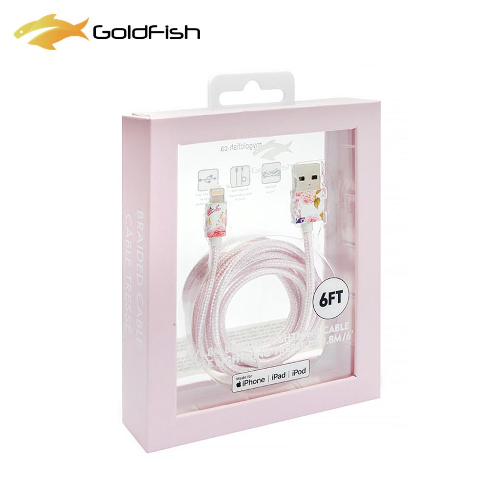 【苹果认证】 Goldfish iPhone/iPad Lighting 尼龙USB数据线 充电线 6寸/1.8米 1枚入 variable Goldfish 粉色