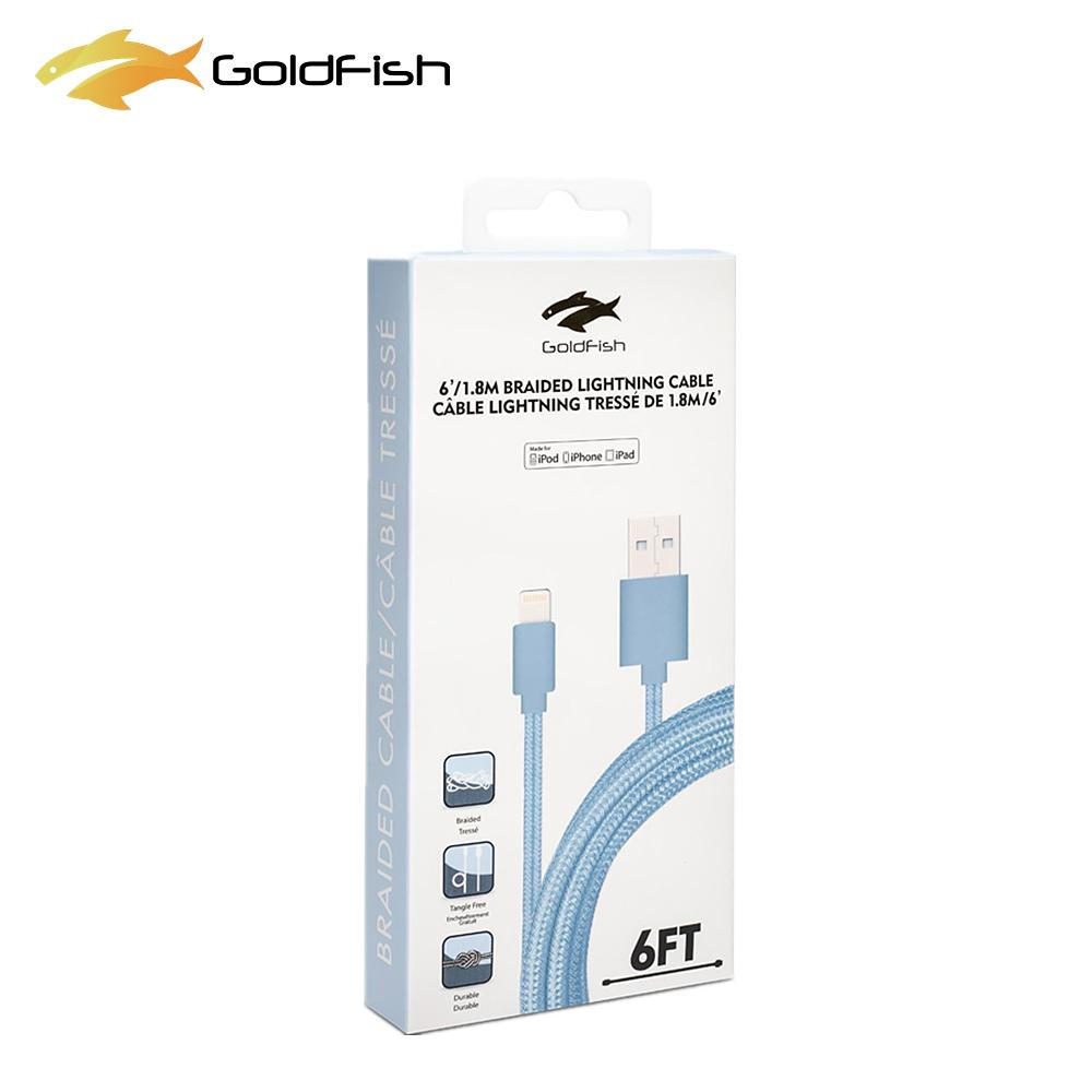 【苹果认证】 Goldfish iPhone/iPad Lighting 尼龙USB数据线 充电线 6寸/1.8米 1枚入 variable Goldfish 蓝色
